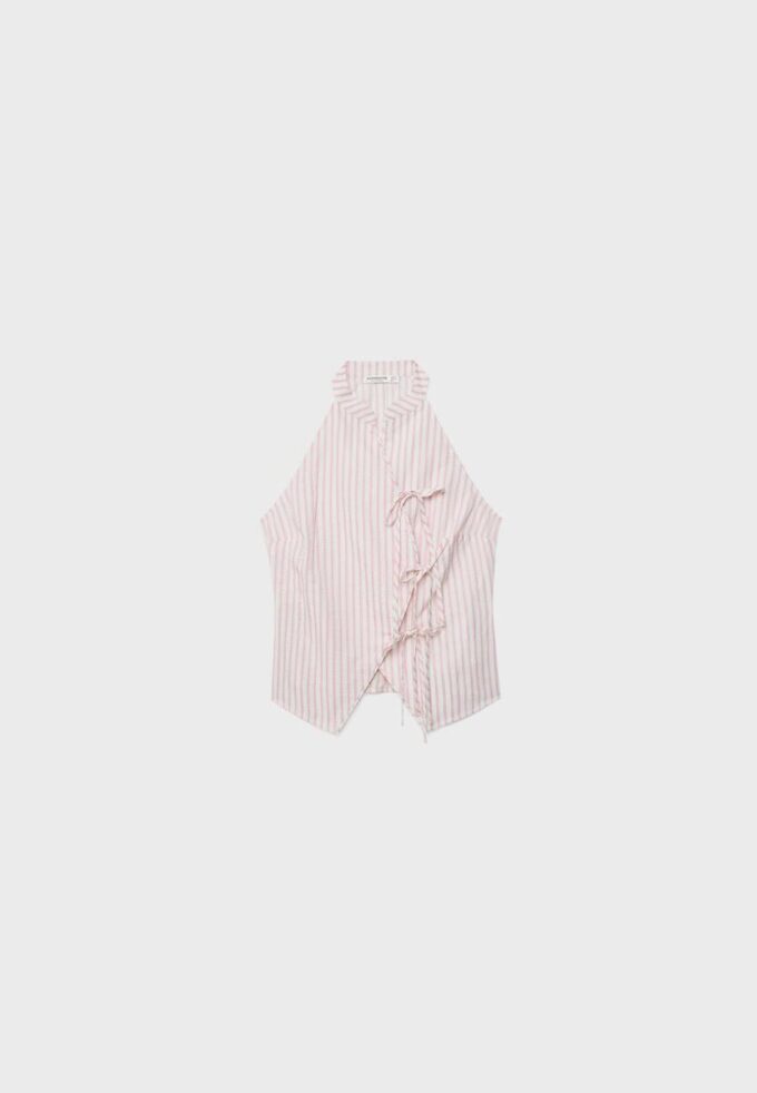Top halter con nudo y efecto arrugado Top halter con nudo y efecto arrugado