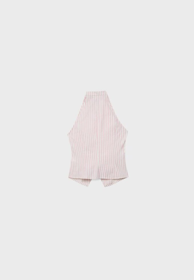 Top halter con nudo y efecto arrugado Top halter con nudo y efecto arrugado