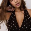 Top halter de malla con lunares Top halter de malla con lunares