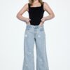 Vaqueros de talle bajo y pierna Wide Leg con pedrería Vaqueros de talle bajo y pierna Wide Leg con pedrería