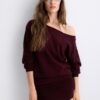 Vestido corto de punto con cuello barco Vestido corto de punto con cuello barco