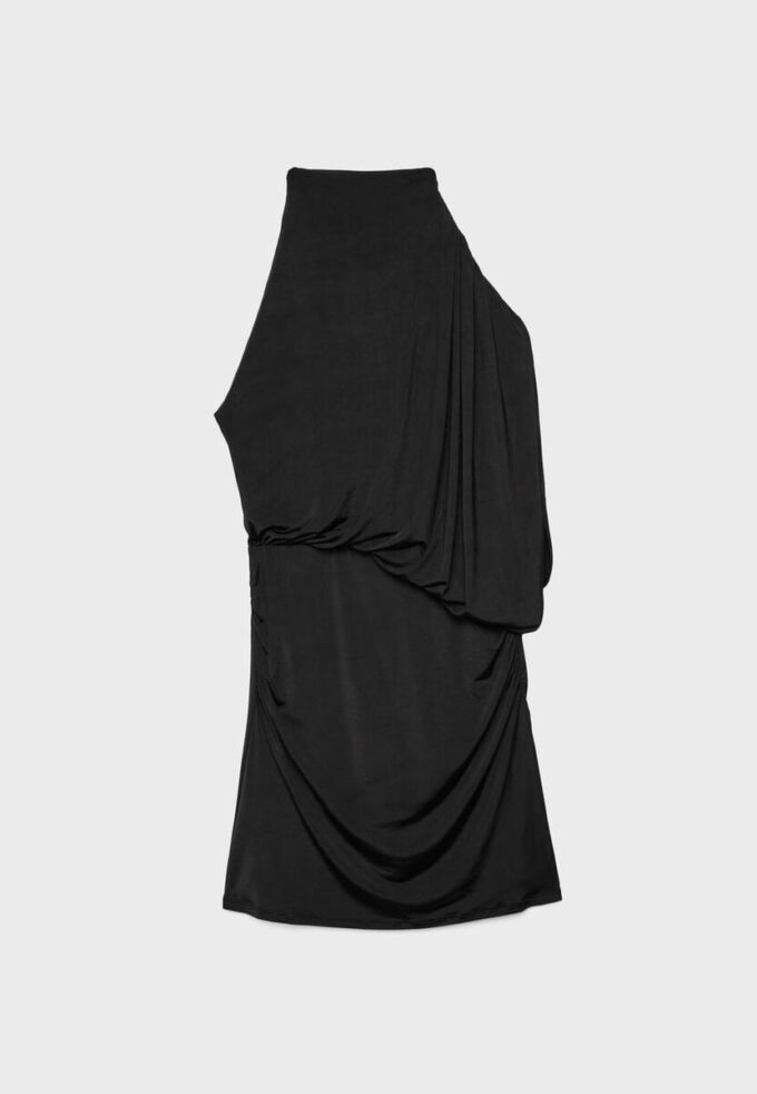 Vestido corto drapeado asimétrico Vestido corto drapeado asimétrico