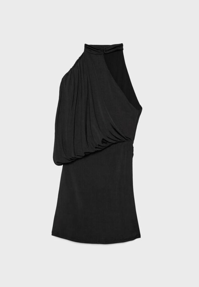 Vestido corto drapeado asimétrico Vestido corto drapeado asimétrico