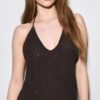 Vestido largo con cuello halter bordado Vestido largo con cuello halter bordado