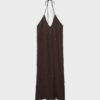 Vestido largo con cuello halter bordado Vestido largo con cuello halter bordado