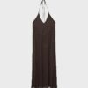 Vestido largo con cuello halter bordado Vestido largo con cuello halter bordado