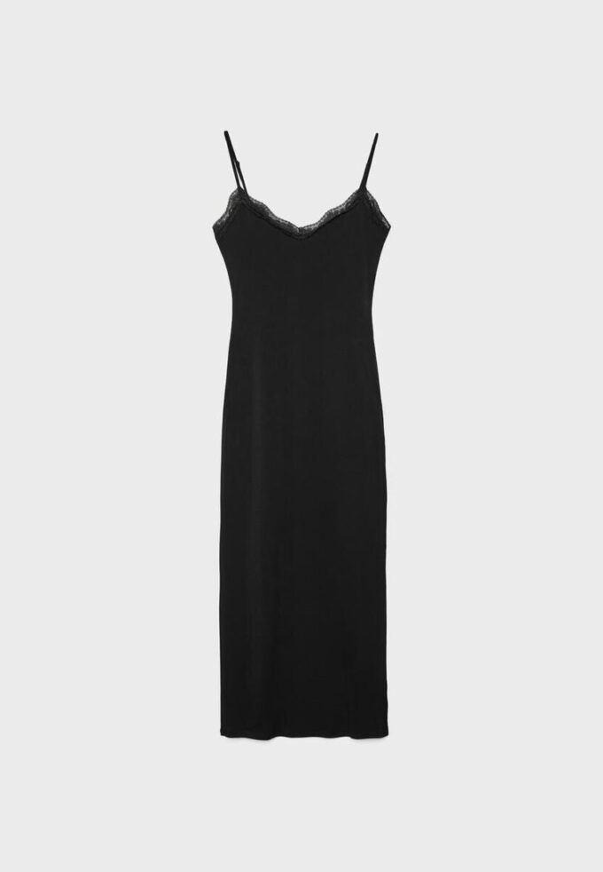 Vestido largo de punto de encaje