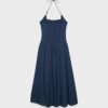 Vestido midi con cuello halter y detalle de cuentas Vestido midi con cuello halter y detalle de cuentas