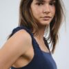 Vestido midi con espalda cruzada y efecto lino Vestido midi con espalda cruzada y efecto lino
