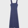 Vestido midi con espalda cruzada y efecto lino Vestido midi con espalda cruzada y efecto lino
