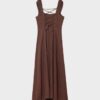 Vestido midi con espalda cruzada y efecto lino Vestido midi con espalda cruzada y efecto lino