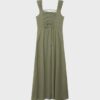 Vestido midi con espalda cruzada y efecto lino Vestido midi con espalda cruzada y efecto lino
