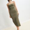 Vestido midi de bengalina con cuello cuadrado Vestido midi de bengalina con cuello cuadrado