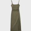 Vestido midi de bengalina con cuello cuadrado Vestido midi de bengalina con cuello cuadrado