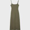 Vestido midi de bengalina con cuello cuadrado Vestido midi de bengalina con cuello cuadrado