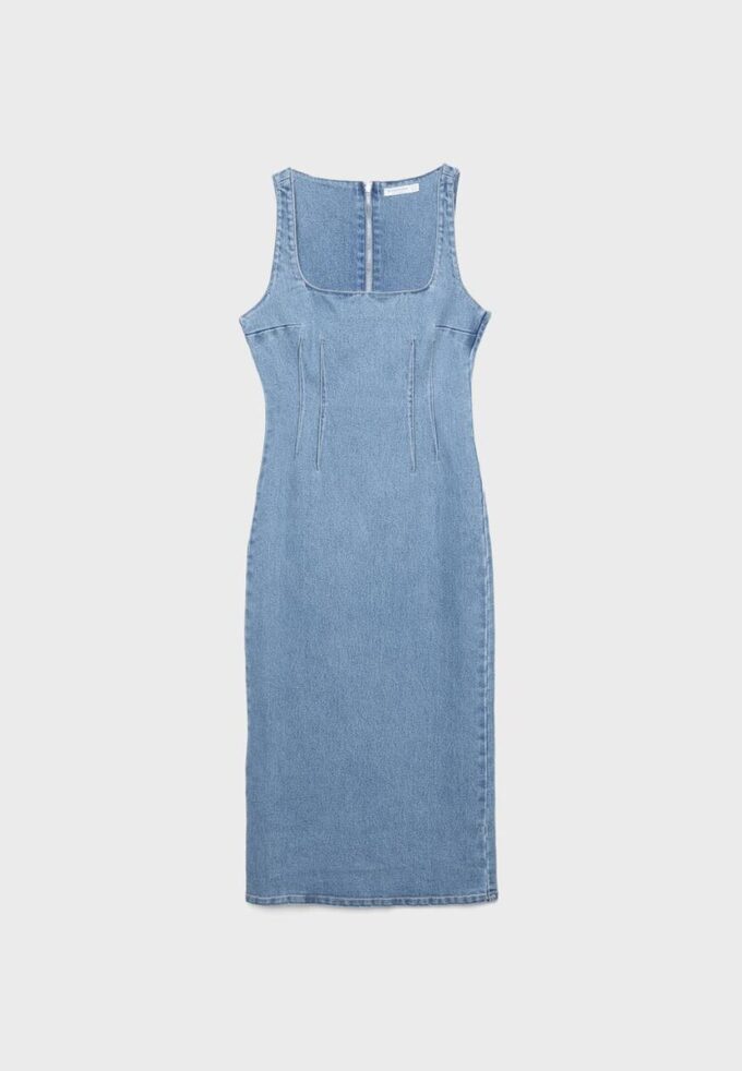 Vestido midi de denim Vestido midi de denim