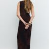 Vestido midi de tul con cuello cuadrado Vestido midi de tul con cuello cuadrado