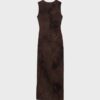 Vestido midi de tul con cuello cuadrado Vestido midi de tul con cuello cuadrado