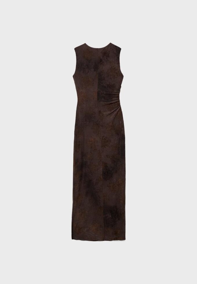 Vestido midi de tul con cuello cuadrado Vestido midi de tul con cuello cuadrado