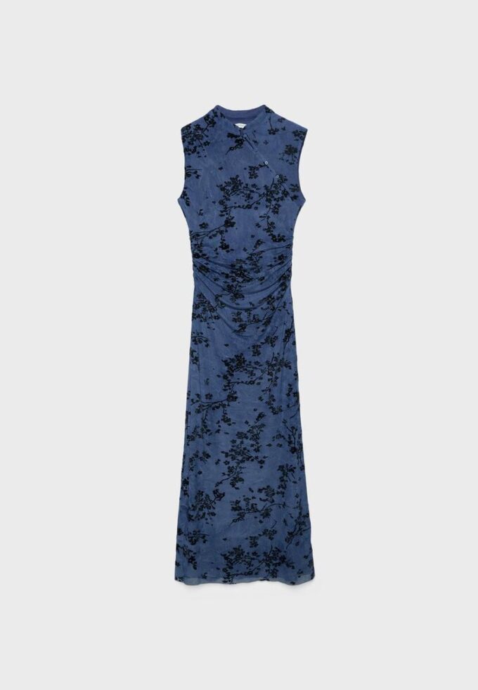 Vestido midi de tul con escote qipao Vestido midi de tul con escote qipao