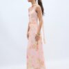 Vestido midi de tul estampado con pañuelo Vestido midi de tul estampado con pañuelo