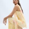Vestido midi de tul estampado con pañuelo Vestido midi de tul estampado con pañuelo