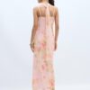 Vestido midi de tul estampado con pañuelo Vestido midi de tul estampado con pañuelo