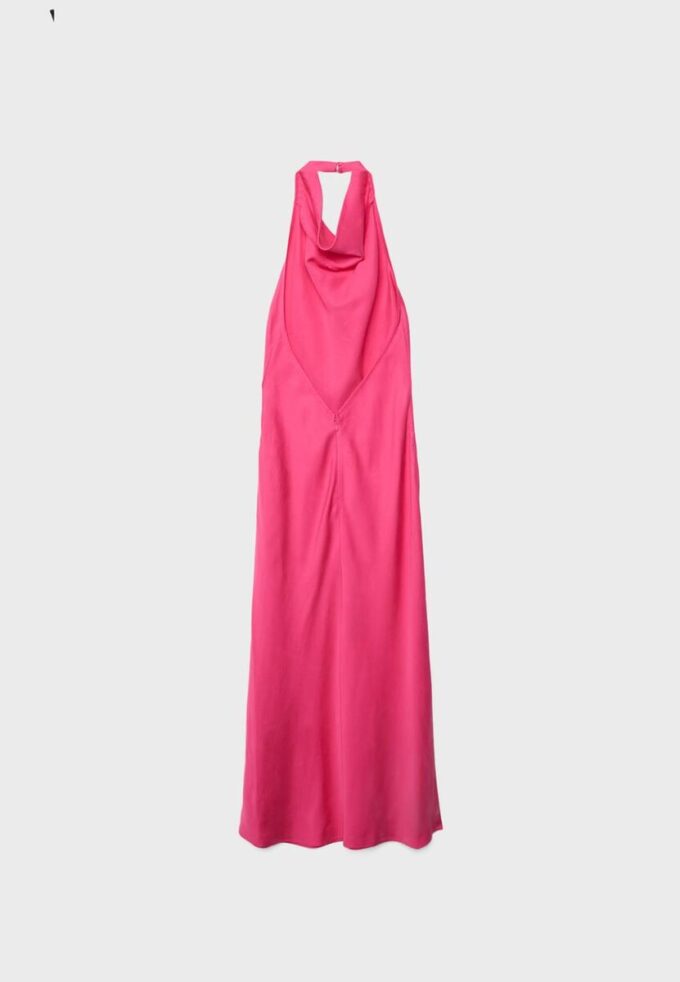 Vestido midi sin espalda con cuello halter Vestido midi sin espalda con cuello halter