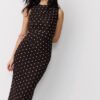 Vestido midi sin mangas de tul con lunares Vestido midi sin mangas de tul con lunares