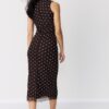 Vestido midi sin mangas de tul con lunares Vestido midi sin mangas de tul con lunares