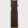 Vestido midi sin mangas de tul con lunares Vestido midi sin mangas de tul con lunares