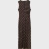 Vestido midi sin mangas de tul con lunares Vestido midi sin mangas de tul con lunares