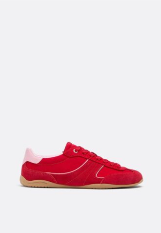 Zapatillas de suela plana con detalles de piel